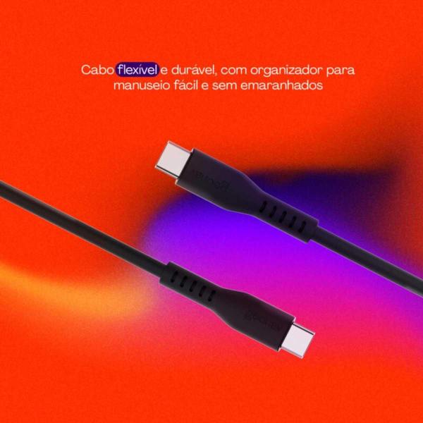 Imagem de Cabo em Silicone USB-C para USB-C Geonav ESC06SBK Preto