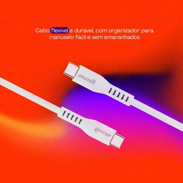 Imagem de Cabo em Silicone USB-C para USB-C Geonav ESC06SWT Branco