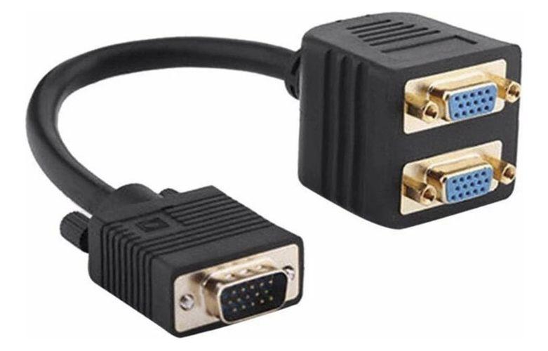 Imagem de Cabo Em Y Splitter Multiplicador Vga 1 Macho X 2 Femeas Vga