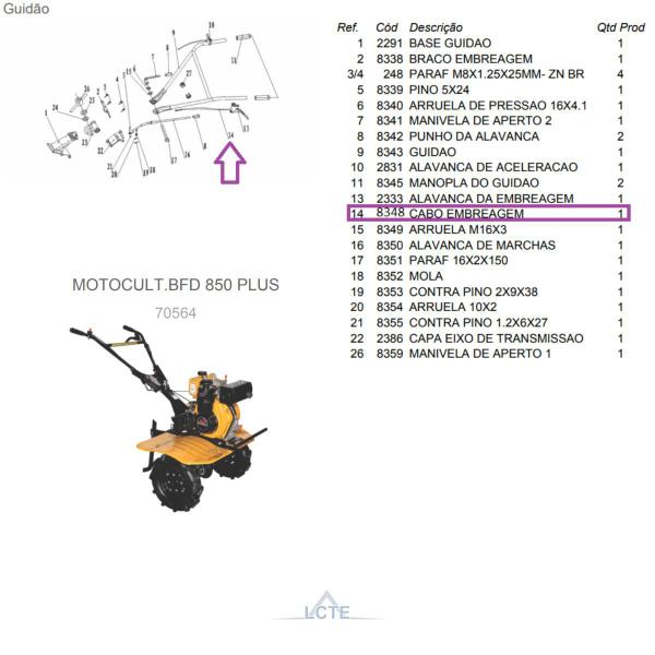 Imagem de Cabo Embreagem P/ Motocultivador BFD 850 Plus Buffalo 