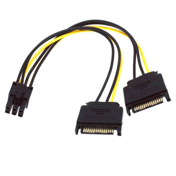 Imagem de Cabo Energia Alimentação 2x Sata Macho para PCI-e PCI Express 6 Pinos