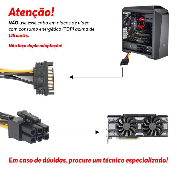 Imagem de Cabo Energia Alimentação Sata Macho para PCI-e PCI Express 6 Pinos