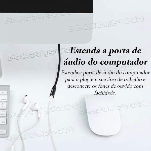 Imagem de Cabo Extensor 3.5mm P2 P3 4 Vias Fone Microfone 1m - Vention