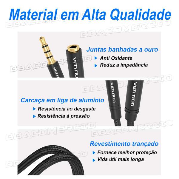 Imagem de Cabo Extensor 3.5mm P2 P3 4 Vias Fone Microfone 1m - Vention