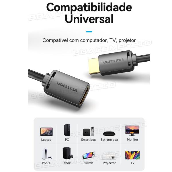 Imagem de Cabo Extensor Adaptador Hdmi 2.0 4k Macho x Femea 5m Vention