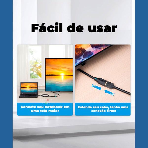 Cabo Extensor Adaptador HDMI 2.1 8K PS5 Gamer 2m Vention Imagem de Cabo Extensor Adaptador HDMI 2.1 8K PS5 Gamer 2m Vention
