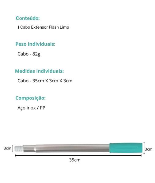 Imagem de Cabo Extensor Alongador 35cm Para Mop Giratório Flash Limp