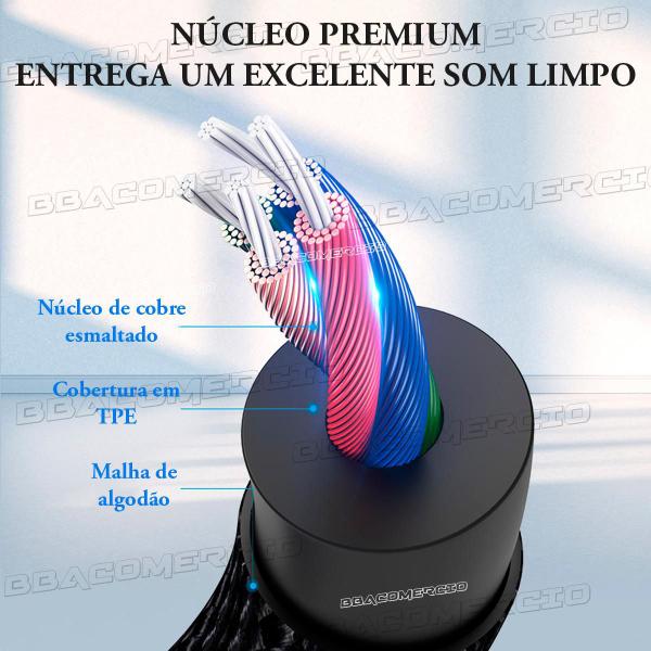 Imagem de Cabo Extensor Áudio Fone Microfone Stereo P3 x P3 3.5mm 2m