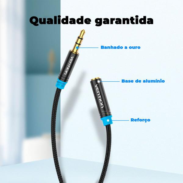 Imagem de Cabo Extensor Extensao P2 Macho Femea Fone Som 50cm Vention