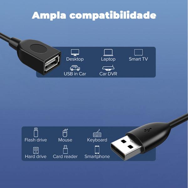 Imagem de Cabo Extensor Extensão USB 2.0 Macho x Fêmea 3m CableTime