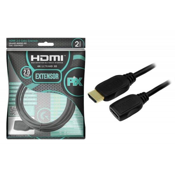 Imagem de Cabo Extensor Hdmi Macho Para Hdmi Fêmea 4K Hdr 2M 018-9420