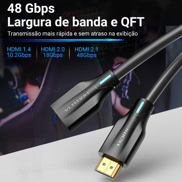 Imagem de Cabo Extensor HDMI Macho Para HDMI Fêmea 8K 60Hz 4k 120Hz 1m