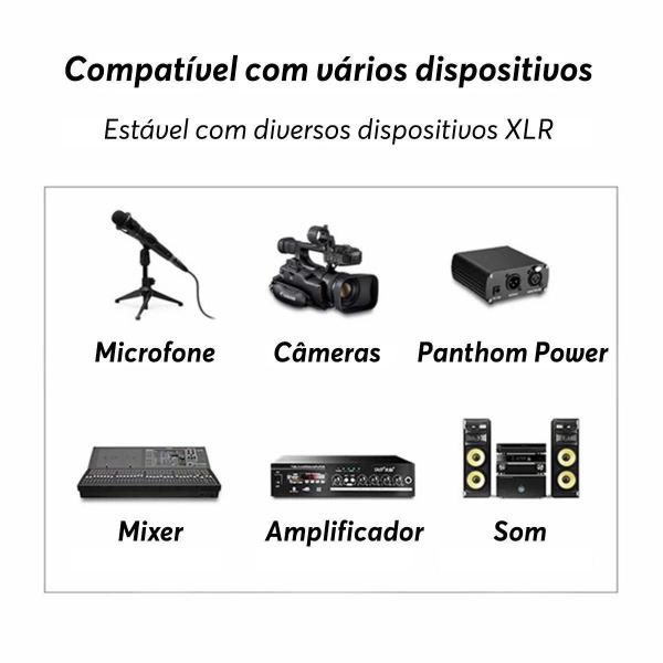 Imagem de Cabo Extensor Microfone Xlr 3M Canon Macho Fêmea Balanceado