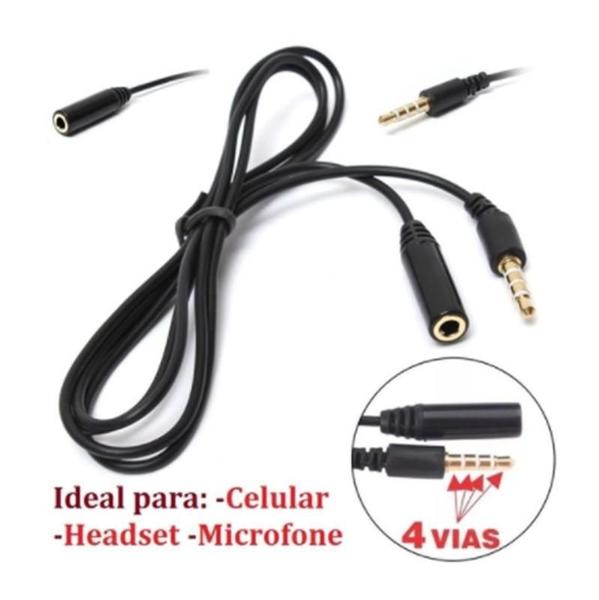 Imagem de Cabo Extensor P3 P2 Celular Fone De Ouvido Microfone Kabu