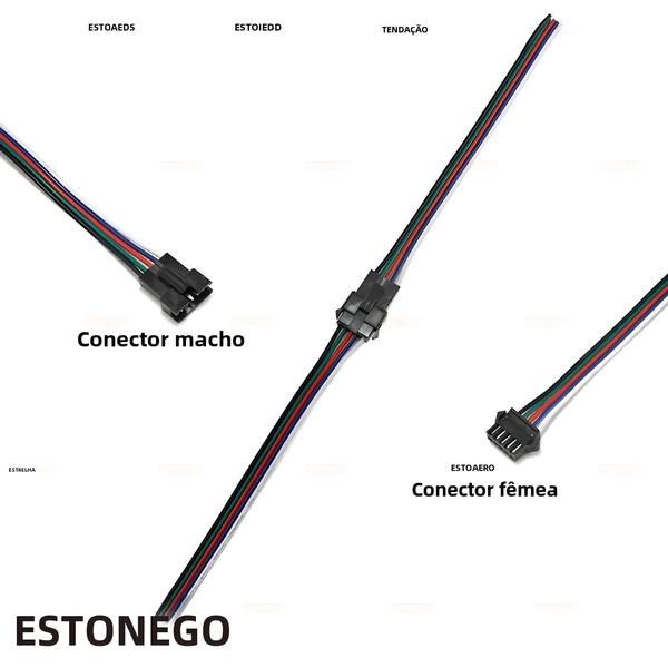 Imagem de Cabo Extensor para Luzes de Tira LED RGB/RGBW - 20/40 Conectores Macho/Fêmea