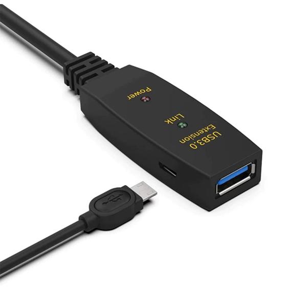 Imagem de Cabo Extensor Repetidor USB 3.0 Ativo 10m 10 Metros Reforçado Macho Femea