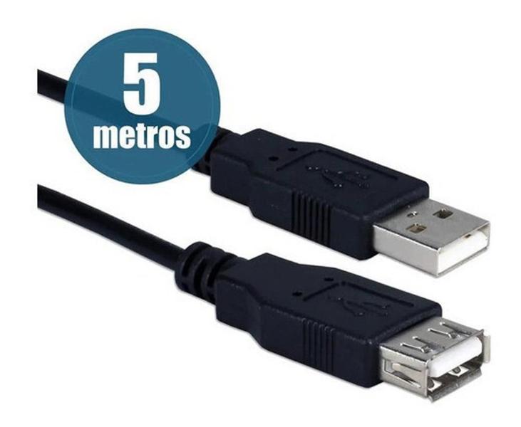 Imagem de Cabo Extensor USB 2.0 A Macho X A Fêmea 5m Preto