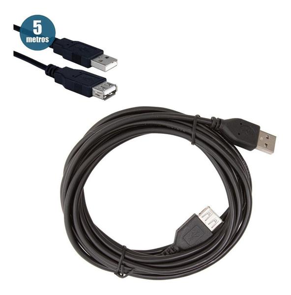 Imagem de Cabo Extensor Usb 2.0 A Macho X A Fêmea 5m Preto Genérico