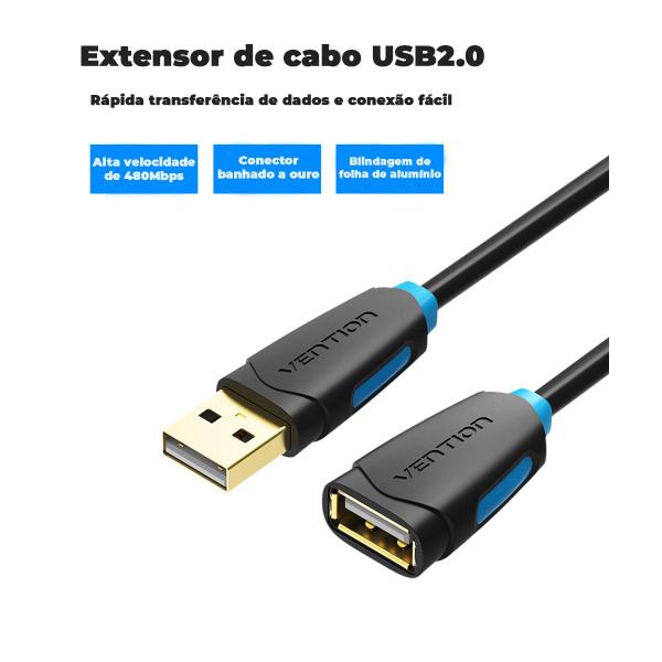 Imagem de Cabo Extensor USB 2.0 Extensao Carregador Mouse 1,5m Vention