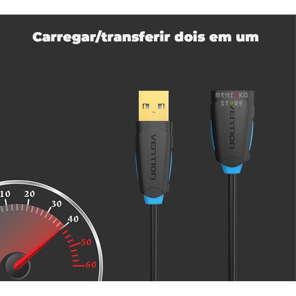 Imagem de Cabo Extensor USB 2.0 Extensao Carregador Mouse 1,5m Vention