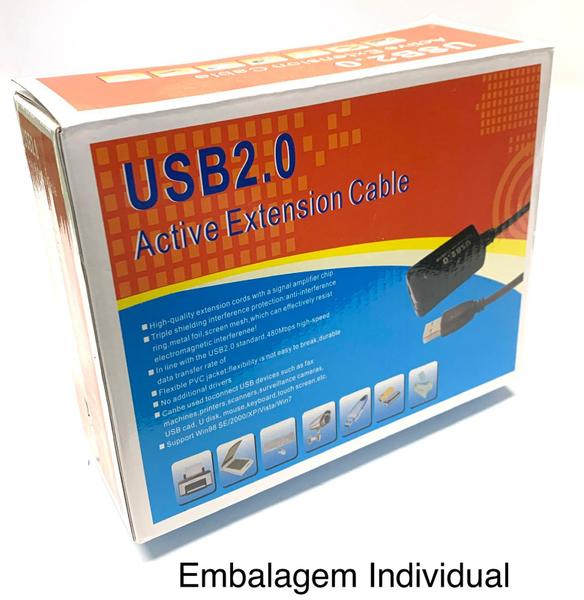 Imagem de Cabo Extensor Usb 20m -20 Metros Com Amplificador De Sinal