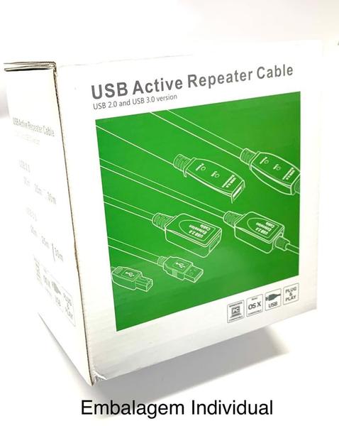 Imagem de Cabo Extensor Usb 3.0 30 Metros Ativo Com Repetidor E Alimentação