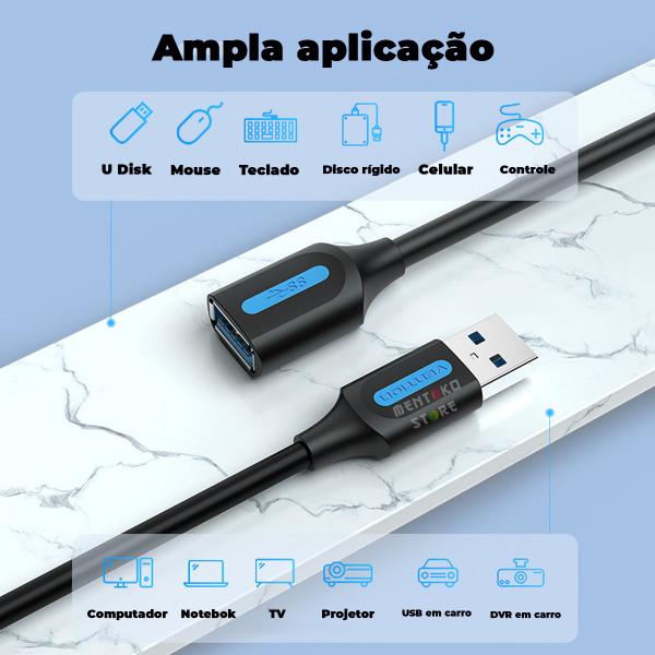 Imagem de Cabo Extensor USB 3.0 Extensao Macho Femea Pc 1,5m Vention