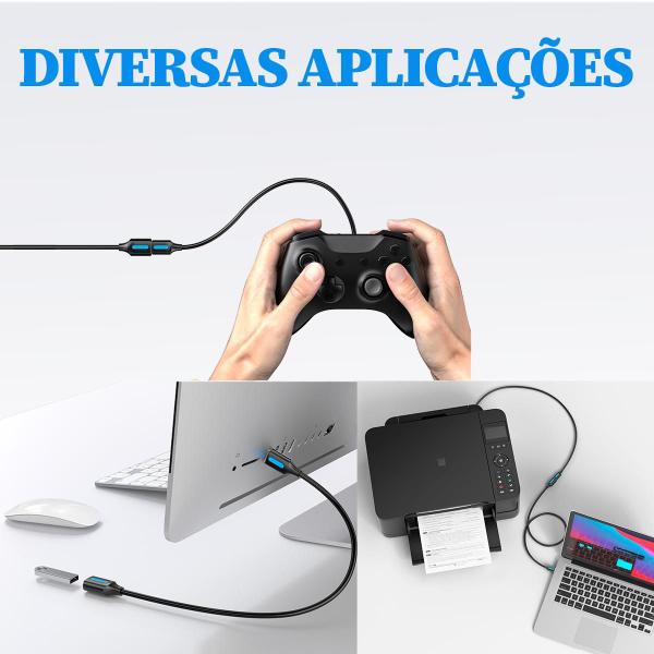 Imagem de Cabo Extensor USB 3.0 Macho x USB Femea PS4 PS5 Vention 1,5m