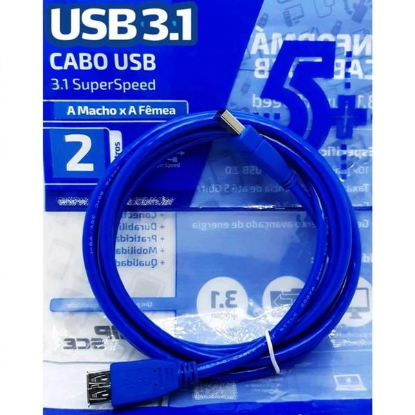 Imagem de Cabo Extensor USB 3.1 Macho E Fêmea Super Velocidade Para PC Notebook 2M 0187702