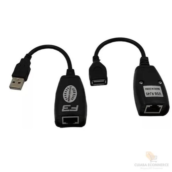 Imagem de Cabo Extensor Usb Adaptador Via Patch Cord Cat5 E Cat5E