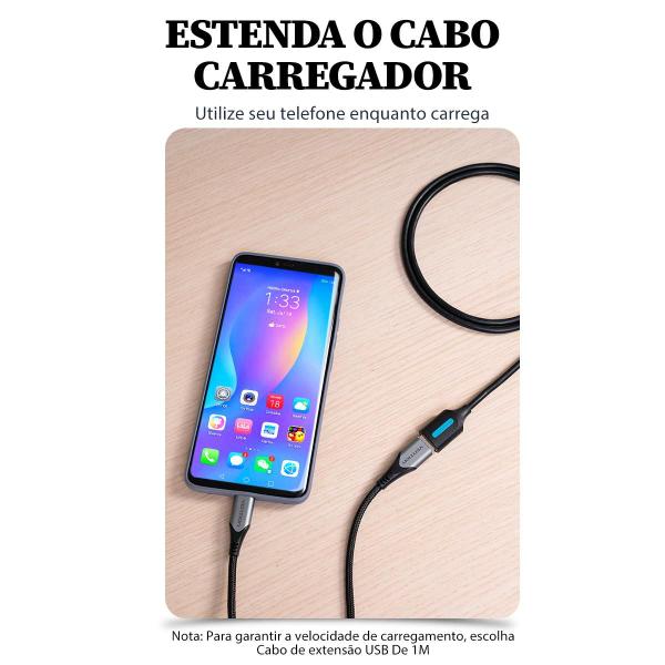 Imagem de Cabo Extensor Usb Macho x Femea 3.0 5gbps Controle Ps4 50cm