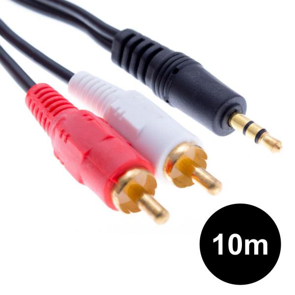 Imagem de Cabo Fio Adaptador P2 Macho para 2x RCA Macho 10 m metros