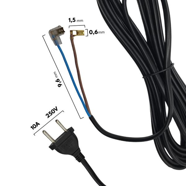 Cabo Fio Elétrico com Luva 5M 2x1MM 2P 10A Compatível com Aspirador Electrolux FlexS - Parceiro das Peças Imagem de Cabo Fio Elétrico com Luva 5M 2x1MM 2P 10A Compatível com Aspirador Electrolux FlexS