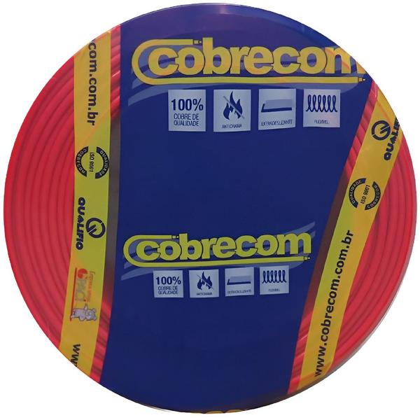 Cabo Flexicom Vermelho de Cobre 750 Volts com 100 Metros 6,0mm - 379310 - COBRECOM Imagem de Cabo Flexicom Vermelho de Cobre 750 Volts com 100 Metros 6,0mm - 379310 - COBRECOM