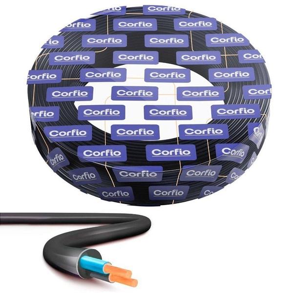 Cabo Flexível PP 2x2,5mm² Rolo de 100 Metros 500V Corfio - Preto Imagem de Cabo Flexível PP 2x2,5mm² Rolo de 100 Metros 500V Corfio - Preto