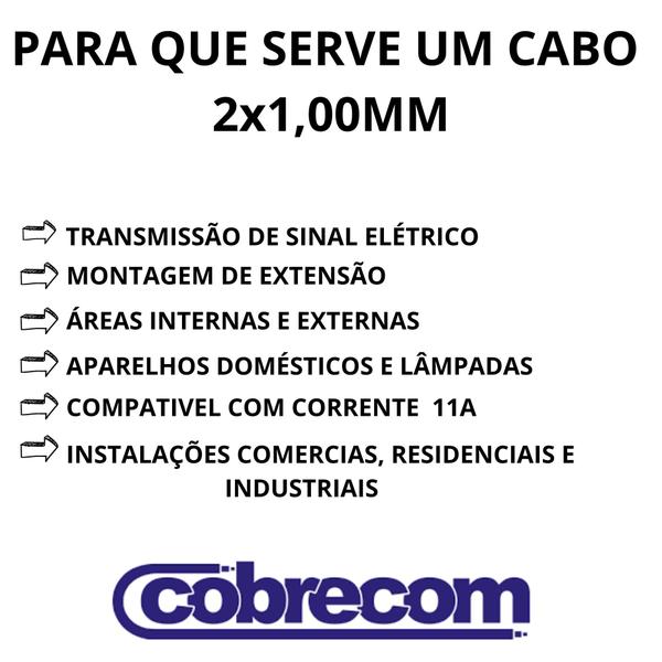 Imagem de Cabo flexível preto Pp 2x1,00mm 80 Metros