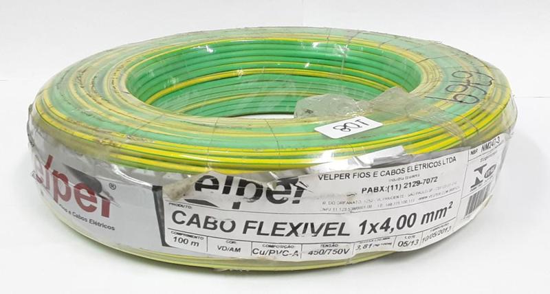 Imagem de Cabo Flexivel Velper 750v 4,00mm Verde/Amarelo