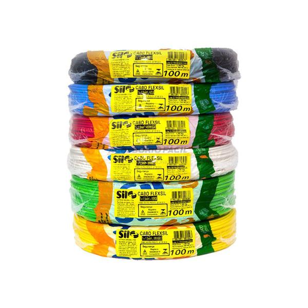 Cabo FlexSil 750V 2,50mm² Amarelo Rolo 25m SIL Imagem de Cabo FlexSil 750V 2,50mm² Amarelo Rolo 25m SIL