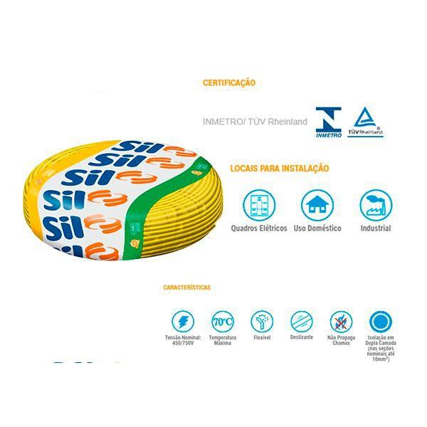 Cabo FlexSil 750V 2,50mm² Amarelo Rolo 25m SIL Imagem de Cabo FlexSil 750V 2,50mm² Amarelo Rolo 25m SIL