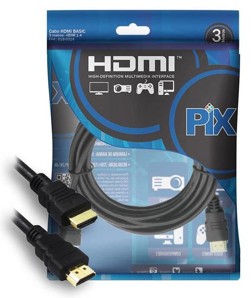 Imagem de Cabo HDMI 1.4 - 3 Metros - 4K UltraHD 3D - Chip SCE PIX 018-0314