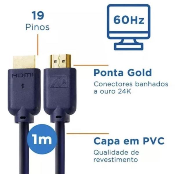 Imagem de Cabo hdmi 1 metro 4k 2.0 aquario