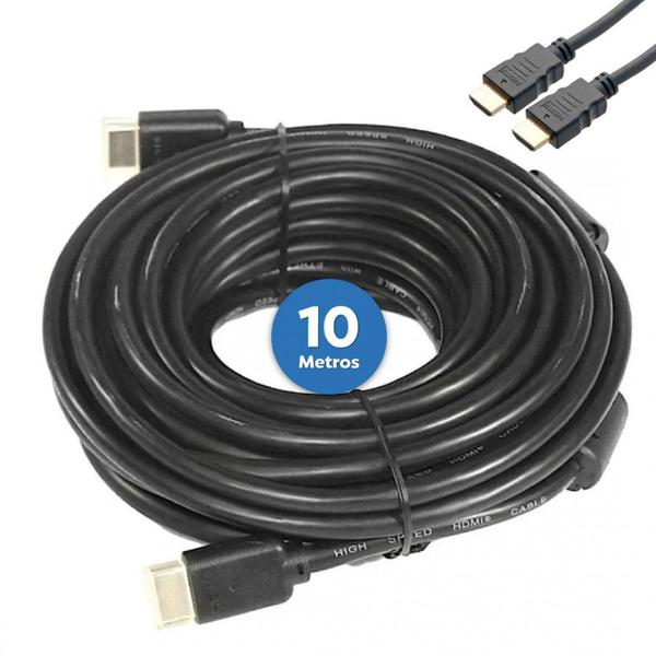 Imagem de Cabo Hdmi 10 Metros 2.0 Gold Full Hd Resolução 4k 3d Blindado Dourado Com Filtro Para Smart Tv Monitor Projetor Notebook