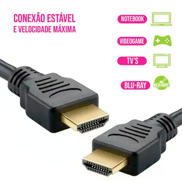 Imagem de Cabo HDMI 10m P/ TV PC Notebook Alta Resolução Full HD 5Gps Video Adaptador Imagem e Som Console Videogame Conversor