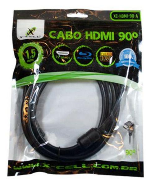 Imagem de Cabo Hdmi 1,5 Metros 90 Graus Formato 1.4 Full Hd 1080 Gold - X-Cell