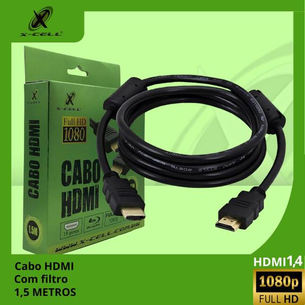 Imagem de Cabo HDMI 1,5m com Filtro Resolução Full HD 1080p