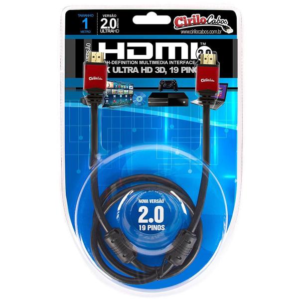 Imagem de Cabo Hdmi 2.0, 19 Pinos 4K, Ultra Hd, 3D - 1 Mt