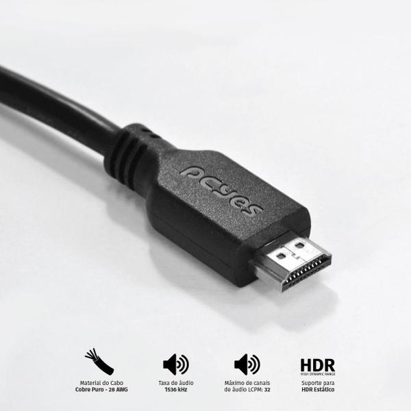 Imagem de Cabo Hdmi 2.0 4K 28Awg Puro Cobre 5 Metros - Phm20-5