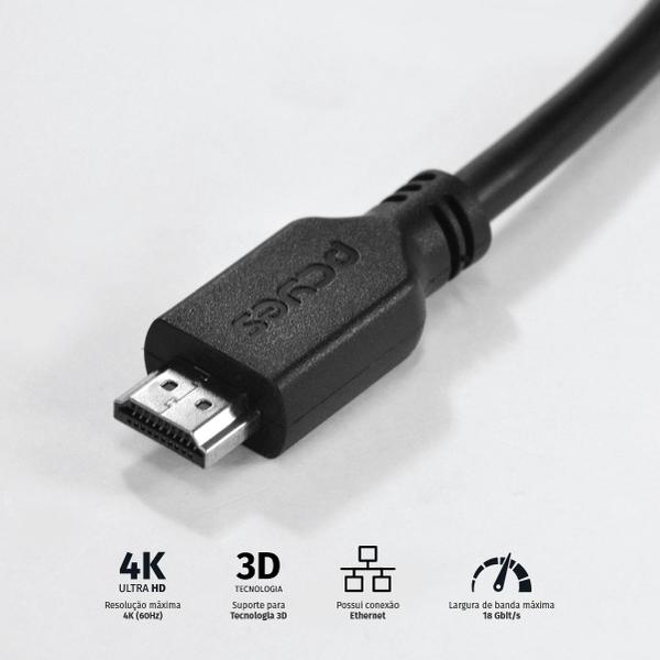 Imagem de Cabo hdmi 2.0 4k 28awg puro cobre 5 metros - phm20-5 pcyes