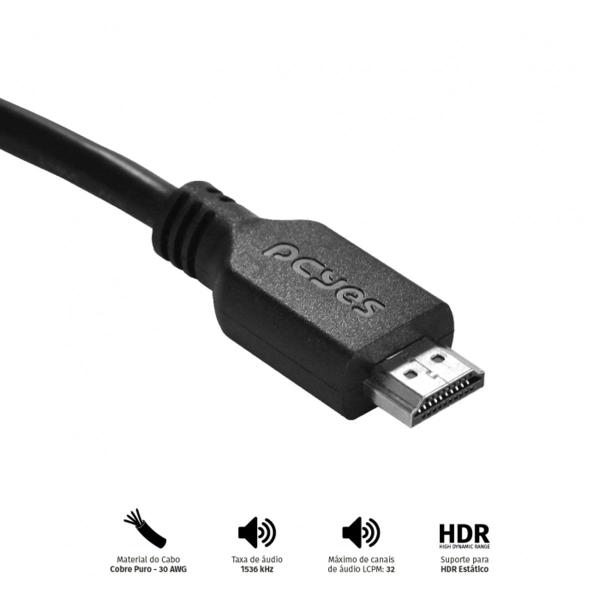 Imagem de Cabo Hdmi 2.0 4k 28awg Puro Cobre 50 Cm - Phm20-05