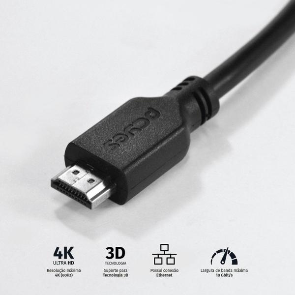 Imagem de Cabo Hdmi 2.0 4k 30awg Puro Cobre 10 Metros - Phm20-10